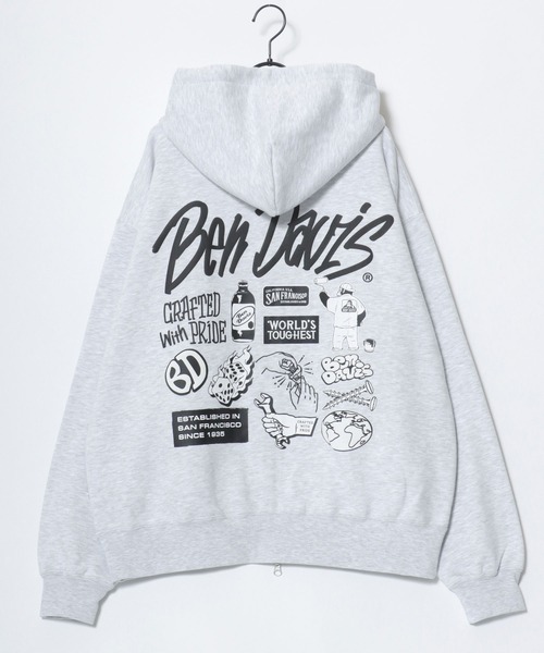 BEN DAVIS（ベンデイビス）の「BEN DAVIS/ベンデイビス SELECTION ZIP HOODIE/オーバーサイズ 裏起毛 ストリート バックプリント ロゴ ワンポイント刺繍 スウェット ジップアップパーカー フーディー/レディース メンズ（パーカー・メンズ・ネイビー/ブラック/アッシュグレー・XL/L/M）」の10枚目の写真