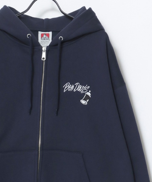 BEN DAVIS（ベンデイビス）の「BEN DAVIS/ベンデイビス SELECTION ZIP HOODIE/オーバーサイズ 裏起毛 ストリート バックプリント ロゴ ワンポイント刺繍 スウェット ジップアップパーカー フーディー/レディース メンズ（パーカー・メンズ・ネイビー/ブラック/アッシュグレー・XL/L/M）」の6枚目の写真