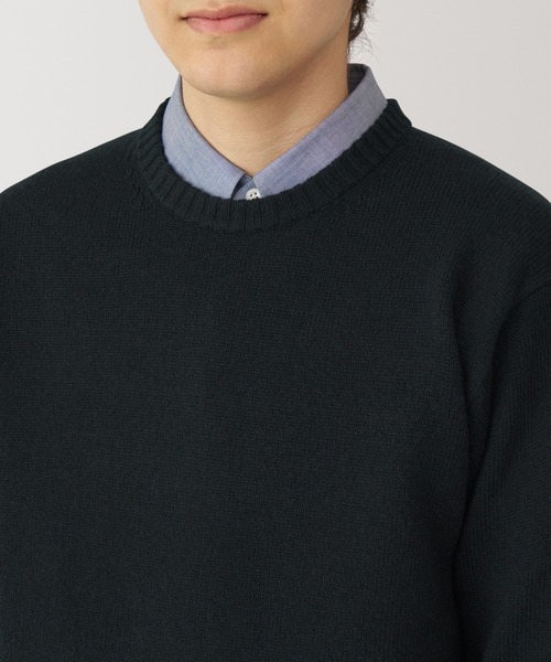 セール】紳士 洗えるウールミドルゲージクルーネックセーター