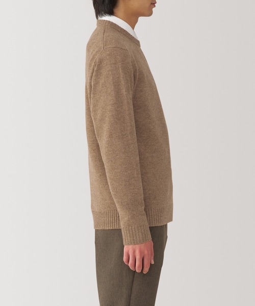 セール】紳士 洗えるウールミドルゲージクルーネックセーター（ニット