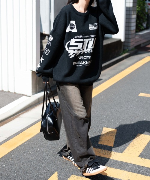 WEGO（ウィゴー）の「WEGO/スポーツグラフィックジャガードニット（ニット/セーター・レディース・ブラック/ホワイト/レッド・FREE）」の5枚目の写真