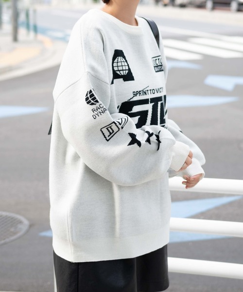 WEGO（ウィゴー）の「WEGO/スポーツグラフィックジャガードニット