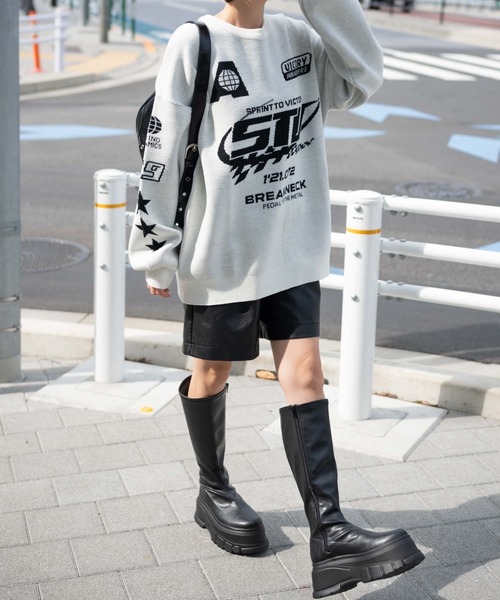 WEGO（ウィゴー）の「WEGO/スポーツグラフィックジャガードニット（ニット/セーター・レディース・ブラック/ホワイト/レッド・FREE）」の10枚目の写真