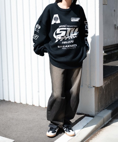 WEGO（ウィゴー）の「WEGO/スポーツグラフィックジャガードニット（ニット/セーター・レディース・ブラック/ホワイト/レッド・FREE）」の14枚目の写真