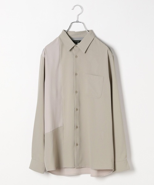 GLOBAL WORK（グローバルワーク）の「ジョーゼット切り替えシャツ/142590（シャツ/ブラウス・メンズ・ライトベージュ/ブラック・X-LARGE/LARGE/MEDIUM/SMALL）」の5枚目の写真