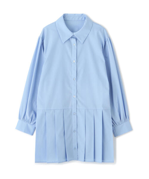 FREE'S MART（フリーズマート）の「プリーツティアードシャツミニワンピース（ワンピース・レディース・ブラック/グレー/ブルー/ホワイト・FREE）」の5枚目の写真