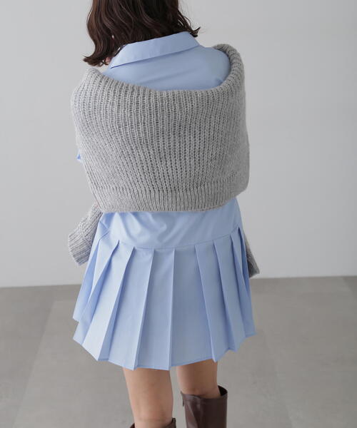 FREE'S MART（フリーズマート）の「プリーツティアードシャツミニワンピース（ワンピース・レディース・ブラック/グレー/ブルー/ホワイト・FREE）」の7枚目の写真