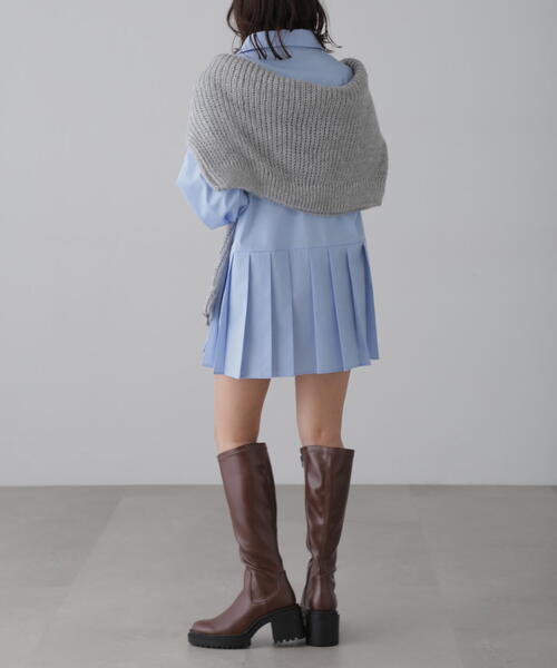 FREE'S MART（フリーズマート）の「プリーツティアードシャツミニワンピース（ワンピース・レディース・ブラック/グレー/ブルー/ホワイト・FREE）」の15枚目の写真