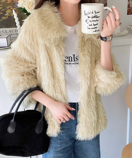 セール】トレンド先取り！暖かふわふわフェザー素材ラメシャギービッグ