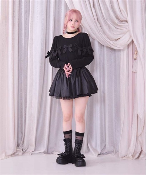 FickleBebe(フィクルベベ)の「ボリュームリボントップス(Tシャツ/カットソー・レディース・ブラック/ホワイト・FREE)」の10枚目の写真