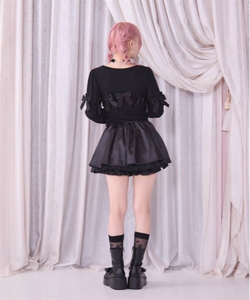 FickleBebe(フィクルベベ)の「ボリュームリボントップス(Tシャツ/カットソー・レディース・ブラック/ホワイト・FREE)」の12枚目の写真