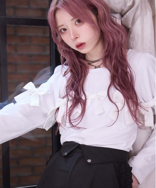FickleBebe(フィクルベベ)の「ボリュームリボントップス(Tシャツ/カットソー・レディース・ブラック/ホワイト・FREE)」の17枚目の写真