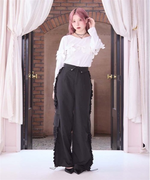 FickleBebe(フィクルベベ)の「ボリュームリボントップス(Tシャツ/カットソー・レディース・ブラック/ホワイト・FREE)」の18枚目の写真