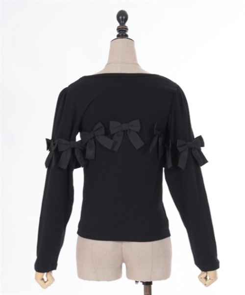 FickleBebe(フィクルベベ)の「ボリュームリボントップス(Tシャツ/カットソー・レディース・ブラック/ホワイト・FREE)」の5枚目の写真