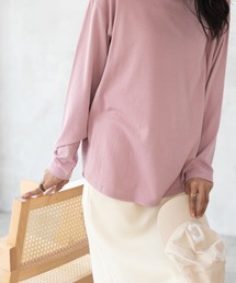 NAVY ベーシック裾ラウンド長袖Tシャツ ロンT