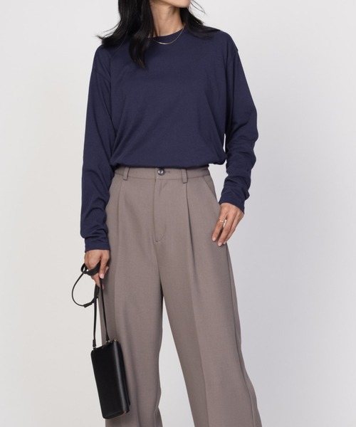 NAVY(ネイビー)の「NAVY ベーシック裾ラウンド長袖Tシャツ ロンT(Tシャツ/カットソー・レディース・ブラック/ネイビー系/オートミール/ホワイト/ピンク・M/L)」の18枚目の写真