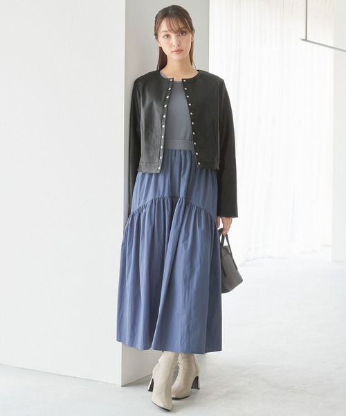 セール】ニットドッキングワンピース149946（ワンピース