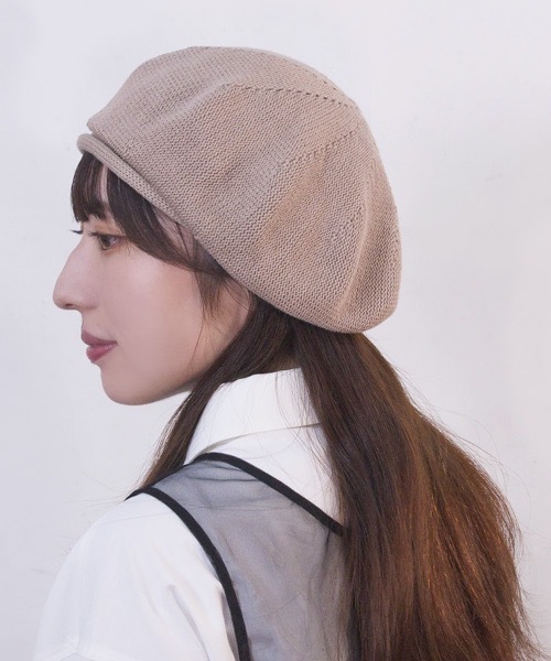 polcadot(ポルカドット)の「コットンニットベレー(ハンチング/ベレー帽・レディース・ブラック/マスタード/ダークグレー/ベージュ・FREE)」の7枚目の写真