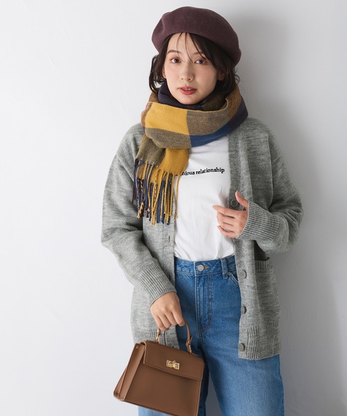 Honeys（ハニーズ）の「【ウォッシャブル】Ｖネックカーデ（カーディガン/ボレロ・レディース・杢グレー/ブラック/グリーン/ベージュ・S/M/L/LL/3L）」の2枚目の写真