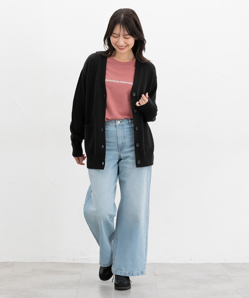 Honeys（ハニーズ）の「【ウォッシャブル】Ｖネックカーデ（カーディガン/ボレロ・レディース・杢グレー/ブラック/グリーン/ベージュ・S/M/L/LL/3L）」の6枚目の写真