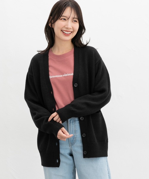 Honeys（ハニーズ）の「【ウォッシャブル】Ｖネックカーデ（カーディガン/ボレロ・レディース・杢グレー/ブラック/グリーン/ベージュ・S/M/L/LL/3L）」の7枚目の写真