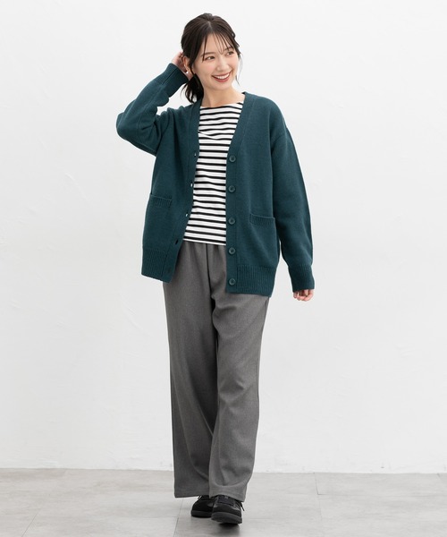 Honeys（ハニーズ）の「【ウォッシャブル】Ｖネックカーデ（カーディガン/ボレロ・レディース・杢グレー/ブラック/グリーン/ベージュ・S/M/L/LL/3L）」の8枚目の写真