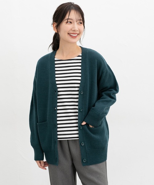 Honeys（ハニーズ）の「【ウォッシャブル】Ｖネックカーデ（カーディガン/ボレロ・レディース・杢グレー/ブラック/グリーン/ベージュ・S/M/L/LL/3L）」の9枚目の写真