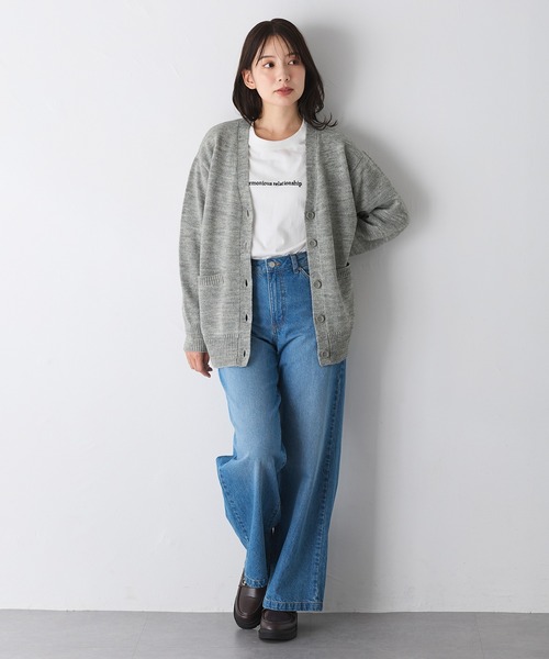 Honeys（ハニーズ）の「【ウォッシャブル】Ｖネックカーデ（カーディガン/ボレロ・レディース・杢グレー/ブラック/グリーン/ベージュ・S/M/L/LL/3L）」の13枚目の写真