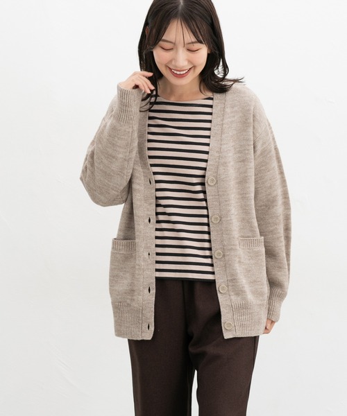 Honeys（ハニーズ）の「【ウォッシャブル】Ｖネックカーデ（カーディガン/ボレロ・レディース・杢グレー/ブラック/グリーン/ベージュ・S/M/L/LL/3L）」の15枚目の写真