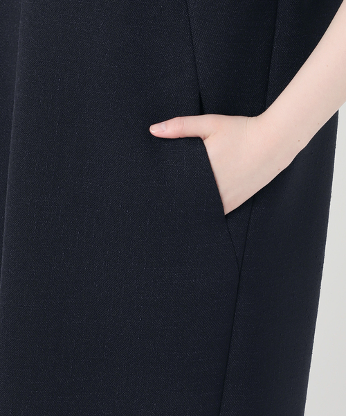 NOBLE ノーブル スポンジボンディングワンピース ネイビー 38 NOBLE ノーブル スポンジボンディングワンピース ネイビー 38