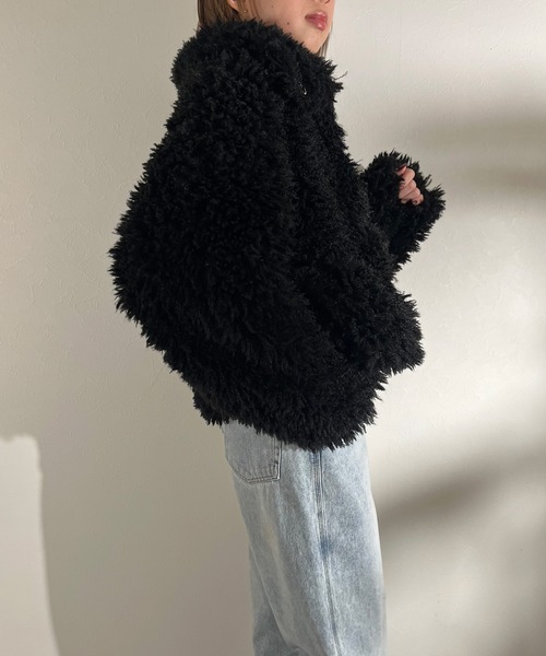 セール】プードルファー 2wayカラー ショートジャケット（ブルゾン