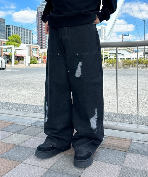 sedacle(セダクル)の「ダメージダブルニーデニム(デニムパンツ・メンズ・インディゴブルー/グレー/ブラック・LARGE/MEDIUM/SMALL)」の13枚目の写真