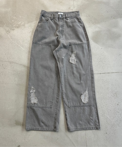 sedacle(セダクル)の「ダメージダブルニーデニム(デニムパンツ・メンズ・インディゴブルー/グレー/ブラック・LARGE/MEDIUM/SMALL)」の7枚目の写真
