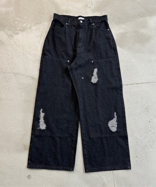sedacle(セダクル)の「ダメージダブルニーデニム(デニムパンツ・メンズ・インディゴブルー/グレー/ブラック・LARGE/MEDIUM/SMALL)」の6枚目の写真