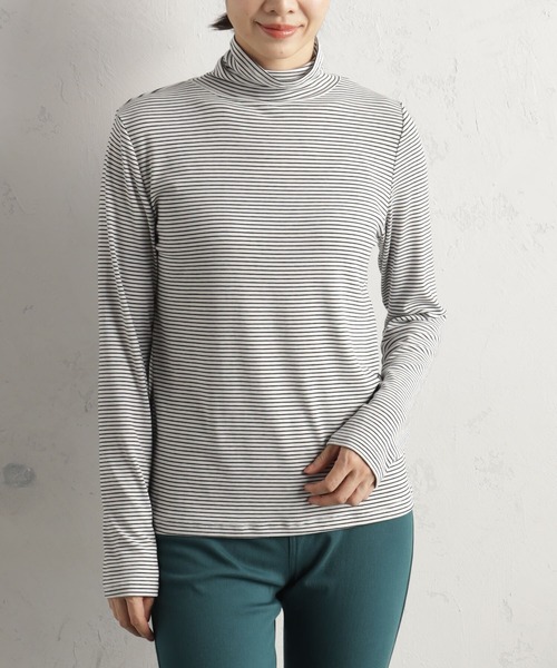 FOUND GOOD（ファウンドグッド）の「ソフトタッチフライスハイネック（Tシャツ/カットソー・レディース・ホワイト系5/ブラウン系/ブラック/グレー系/グレー系1・M/S/L）」の4枚目の写真