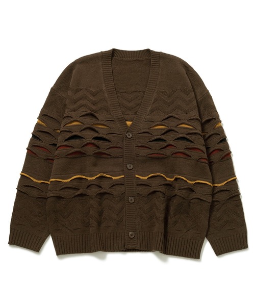 j.n.r.d(ジェー・エヌ・アール・ディー)の「j.n.r.d/3Dニットカーディガン(カーディガン/ボレロ・メンズ・パープル/ダークブラウン/ブラック・L/M)」の3枚目の写真