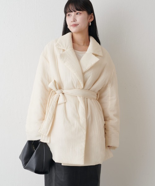 Lui's(ルイス)の「キルティングミドルコート(その他アウター・レディース・アイボリー/ブラック/モカ・FREE)」の4枚目の写真