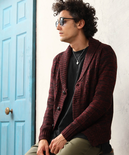 ARCADE(アーケード)の「ショールカラー ケーブル編みニット カーディガン(カーディガン/ボレロ・メンズ・ブラックミックス/ベージュ/ミックスグレー/ワイン/ブラック・L/LL/M)」の5枚目の写真