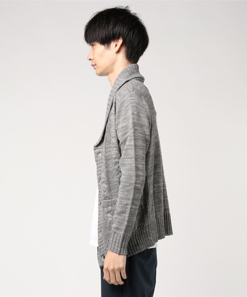 ARCADE(アーケード)の「ショールカラー ケーブル編みニット カーディガン(カーディガン/ボレロ・メンズ・ブラックミックス/ベージュ/ミックスグレー/ワイン/ブラック・L/LL/M)」の6枚目の写真