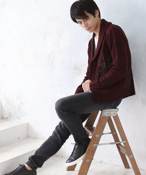 ARCADE(アーケード)の「ショールカラー ケーブル編みニット カーディガン(カーディガン/ボレロ・メンズ・ブラックミックス/ベージュ/ミックスグレー/ワイン/ブラック・L/LL/M)」の11枚目の写真