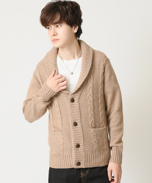ARCADE(アーケード)の「ショールカラー ケーブル編みニット カーディガン(カーディガン/ボレロ・メンズ・ブラックミックス/ベージュ/ミックスグレー/ワイン/ブラック・L/LL/M)」の18枚目の写真