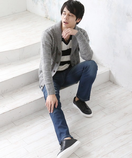 ARCADE(アーケード)の「ショールカラー ケーブル編みニット カーディガン(カーディガン/ボレロ・メンズ・ブラックミックス/ベージュ/ミックスグレー/ワイン/ブラック・L/LL/M)」の19枚目の写真