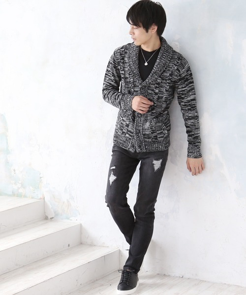 ARCADE(アーケード)の「ショールカラー ケーブル編みニット カーディガン(カーディガン/ボレロ・メンズ・ブラックミックス/ベージュ/ミックスグレー/ワイン/ブラック・L/LL/M)」の20枚目の写真