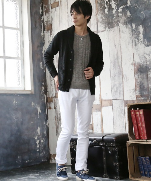 ARCADE(アーケード)の「ショールカラー ケーブル編みニット カーディガン(カーディガン/ボレロ・メンズ・ブラックミックス/ベージュ/ミックスグレー/ワイン/ブラック・L/LL/M)」の21枚目の写真