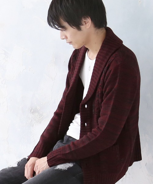 ARCADE(アーケード)の「ショールカラー ケーブル編みニット カーディガン(カーディガン/ボレロ・メンズ・ブラックミックス/ベージュ/ミックスグレー/ワイン/ブラック・L/LL/M)」の22枚目の写真