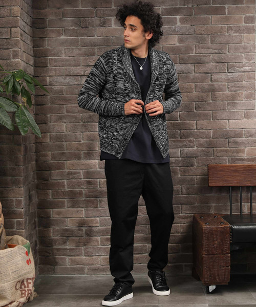 ARCADE(アーケード)の「ショールカラー ケーブル編みニット カーディガン(カーディガン/ボレロ・メンズ・ブラックミックス/ベージュ/ミックスグレー/ワイン/ブラック・L/LL/M)」の16枚目の写真