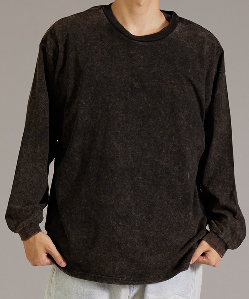 PAIRMANON STREET（ペアマノンストリート）の「【PAIRMANON STREET】【リンクコーデ】ピグメント 加工 ロンT 長袖 Tシャツ（Tシャツ/カットソー・メンズ・レッド系その他/ネイビー/ブラック・FREE）」の4枚目の写真