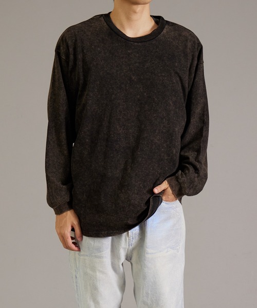 PAIRMANON STREET（ペアマノンストリート）の「【PAIRMANON STREET】【リンクコーデ】ピグメント 加工 ロンT 長袖 Tシャツ（Tシャツ/カットソー・メンズ・レッド系その他/ネイビー/ブラック・FREE）」の5枚目の写真