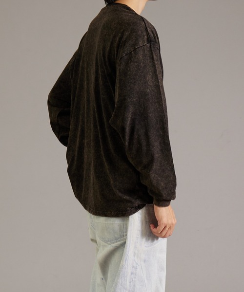 PAIRMANON STREET（ペアマノンストリート）の「【PAIRMANON STREET】【リンクコーデ】ピグメント 加工 ロンT 長袖 Tシャツ（Tシャツ/カットソー・メンズ・レッド系その他/ネイビー/ブラック・FREE）」の6枚目の写真