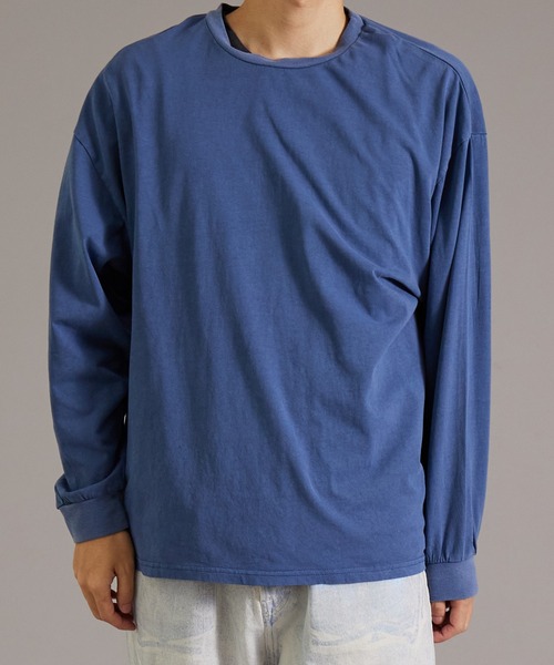 PAIRMANON STREET（ペアマノンストリート）の「【PAIRMANON STREET】【リンクコーデ】ピグメント 加工 ロンT 長袖 Tシャツ（Tシャツ/カットソー・メンズ・レッド系その他/ネイビー/ブラック・FREE）」の9枚目の写真